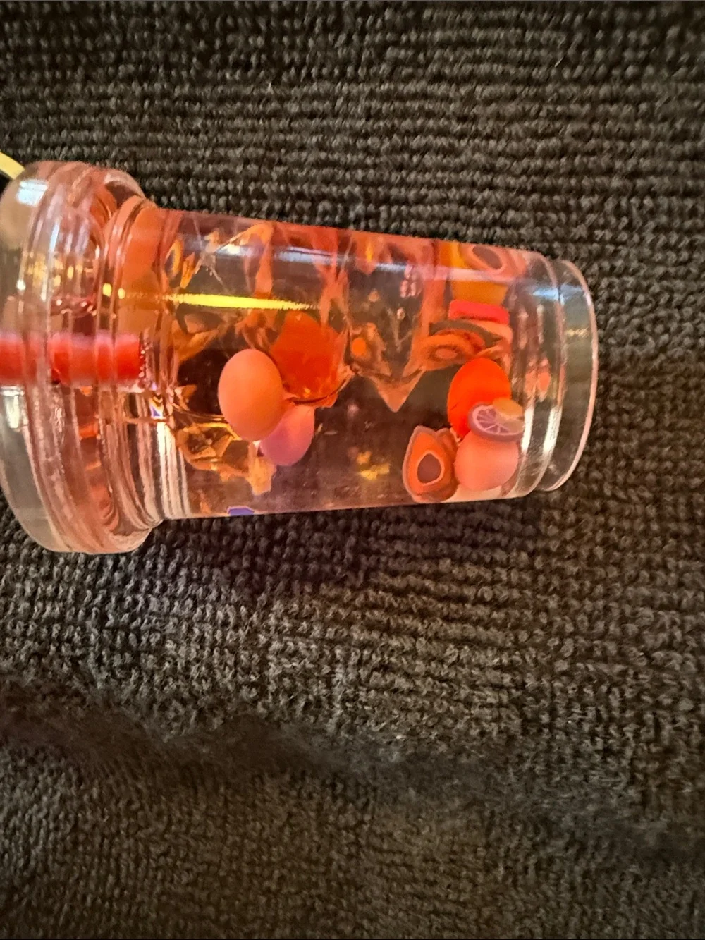 Red 'Sweet Hearts' Cup Keychain with Flower Strap